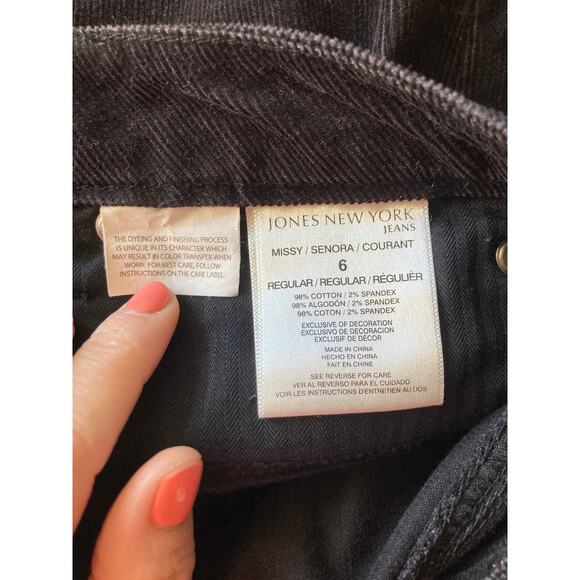 Jones New York Black Corduroy Pants, Size 6 - Picture 5 of 5